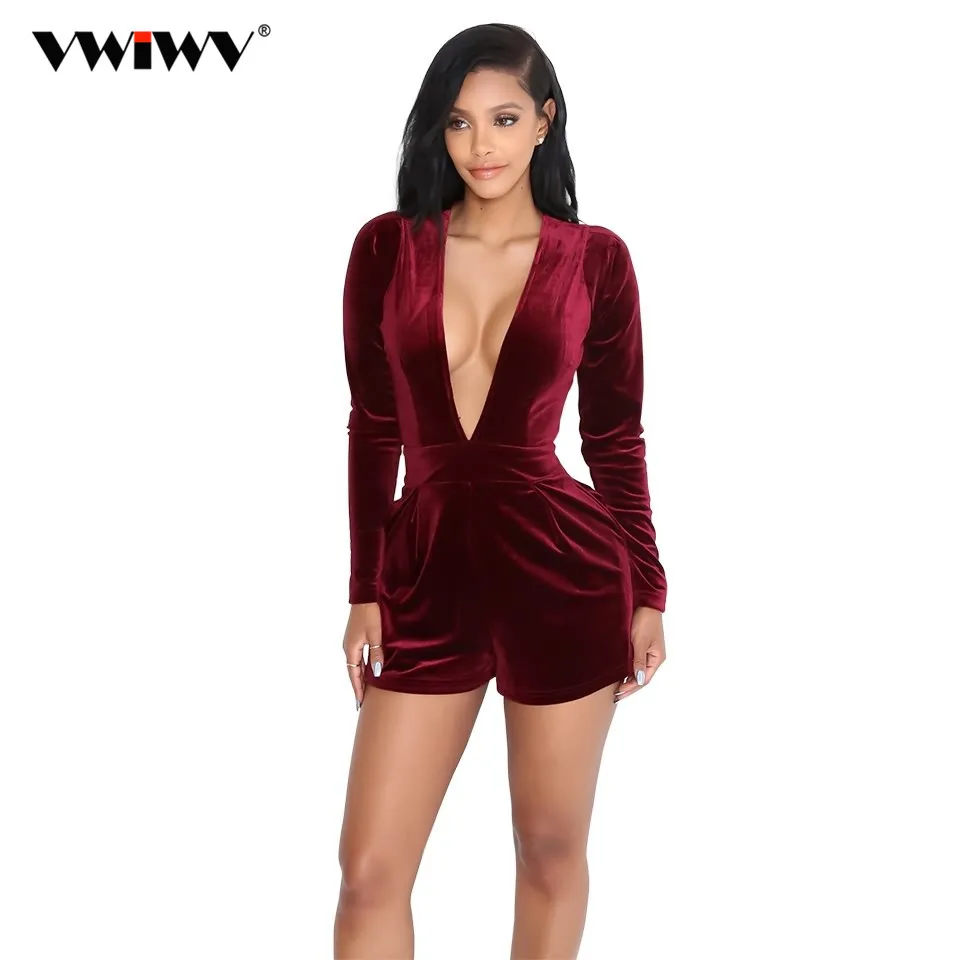 deep v neck jumpsuit