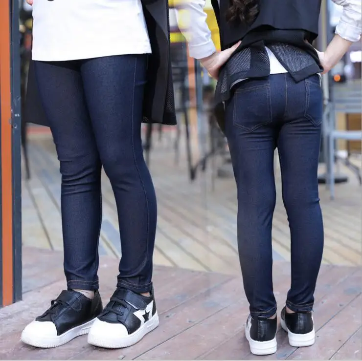 

VEENIBEAR Spring Autumn Girl Pants imitation Jeans For Girls Leggings Slim Pencil Pants For Children Kids Age 3-9T