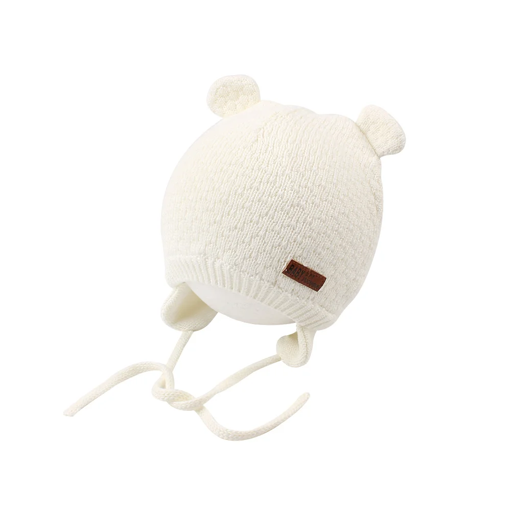 Soft Warm Baby Hat Knit Cute Bear Hat For Boys Infant Toddler Earflap Beanie Spring Autumn Cotton Baby Girl Hat Baby Accessories (20)