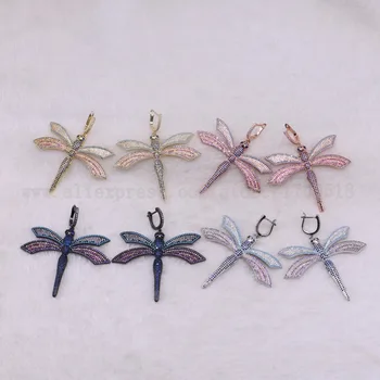 

3 pairs fashion dragonfly earrings insects earrings bee pets mix colors bugs earrings druzy drop earrings Gems jewelry 3303