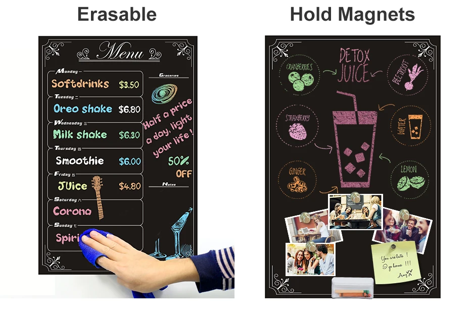Wall Sticker Chalkboard Blackboard Stickers Paint Chalkboard Planner Decorative Sticker for Kitchen Restaurant Home Decor_04