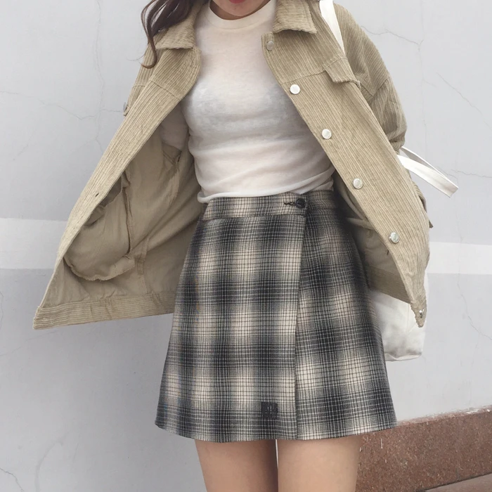 buy  Short Design College Wind Loose Causal Solid Corduroy Long Sleeve Female Jackets
