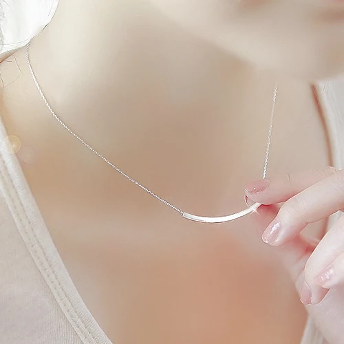 

Korean Style Romantic 925 Sterling Silver Line Necklaces for Women Fashion Statement Christmas Jewelry Kolye Collares 2019