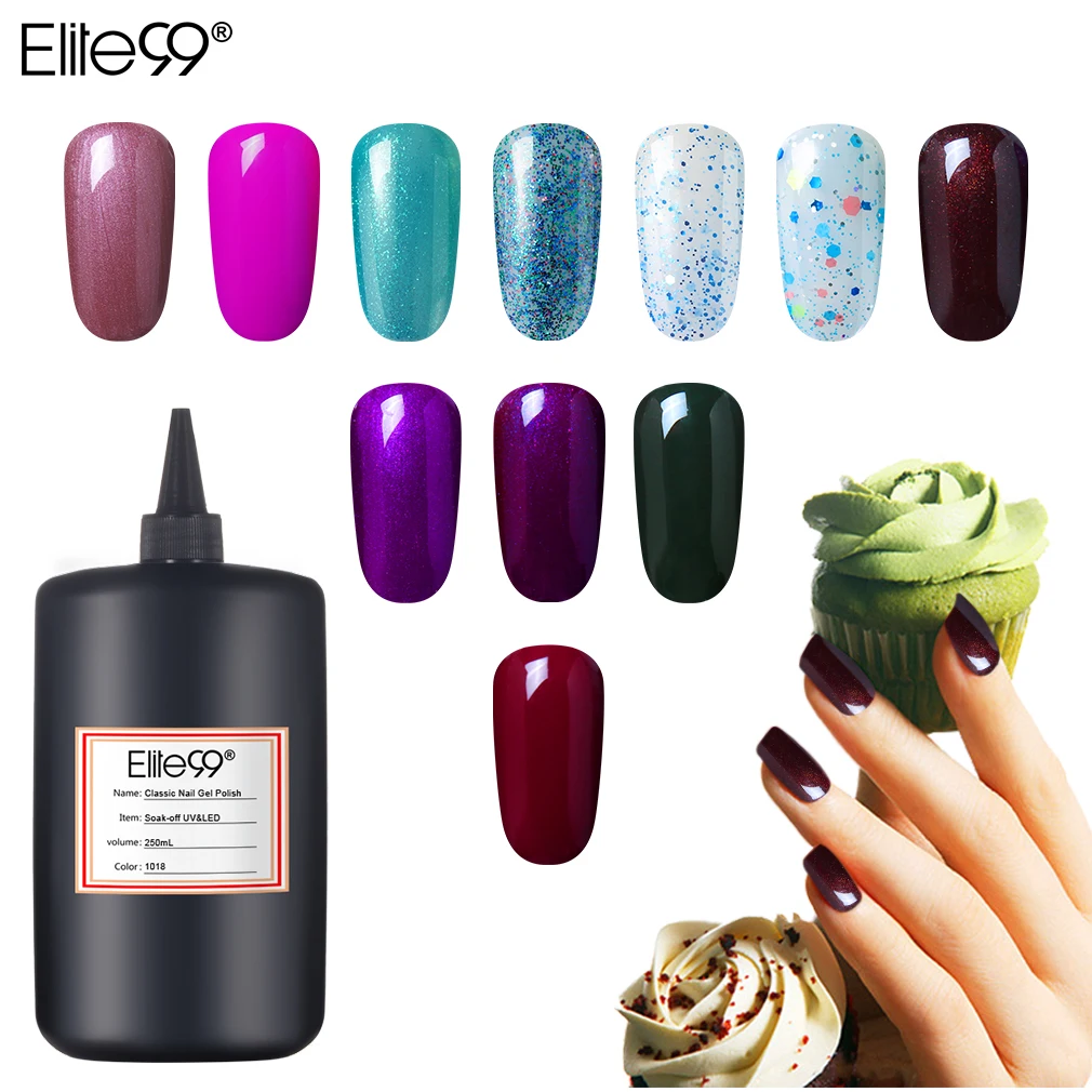 

Elite99 Nail Art Pure Nail Gel Polish 250ML UV Gel Colorful Varnish Semi Permanent Lacquer Bottle Vernis High Quality