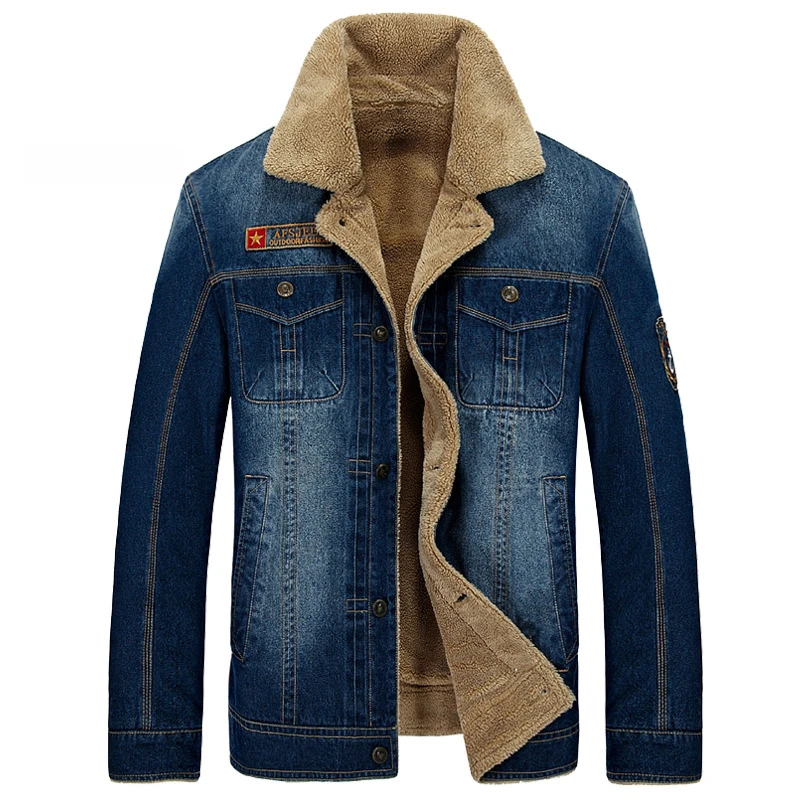 Brand clothing Winter jacket wool inner fleece denim jacket warm jeans ...