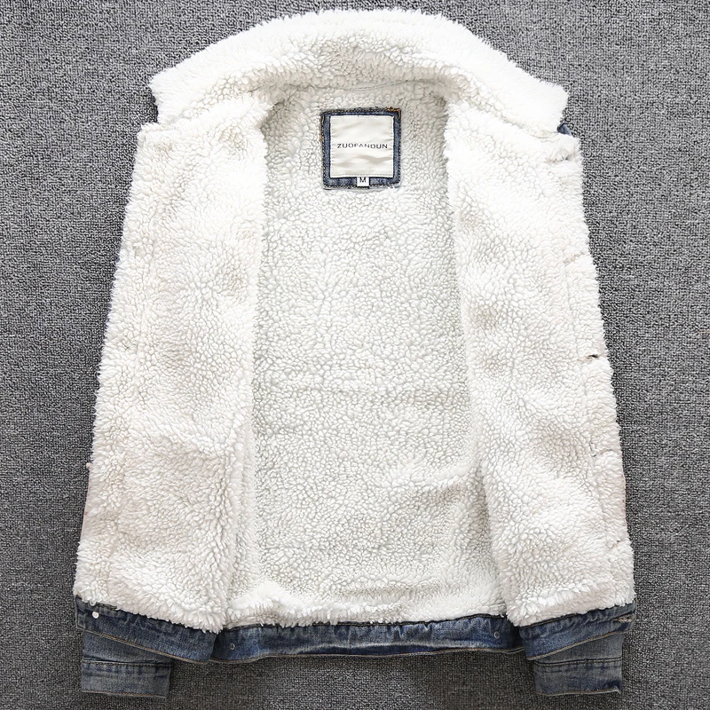 Big Size M-5XL Fashion Winter Men Jacket Blue Patch Designer Printed Denim Jackets Men Streetwear Hip Hop Velvet Warm Jackets