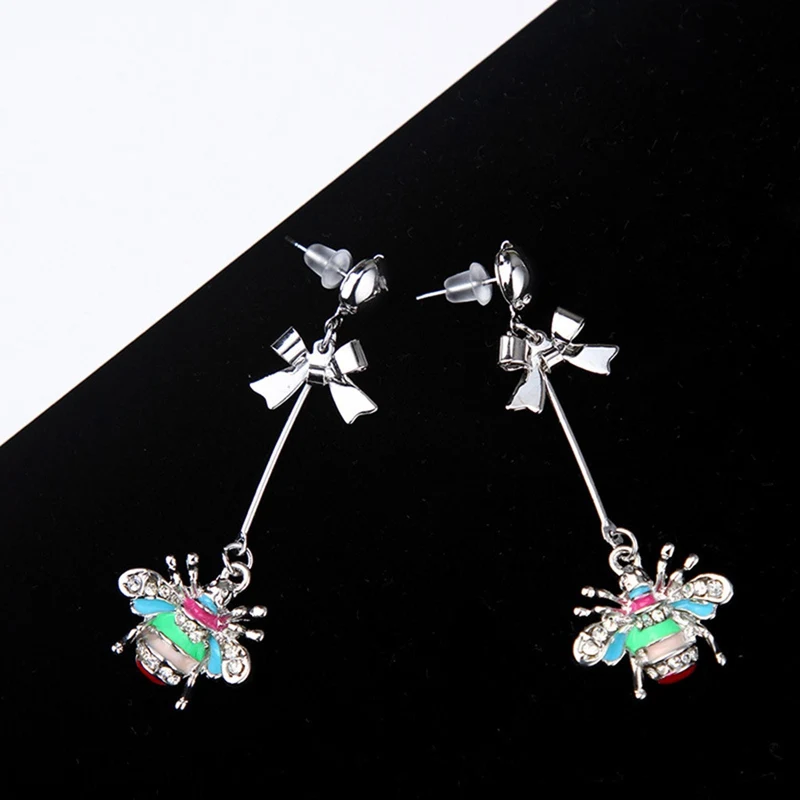 

1Pairs Jewelry Wholesale/Cool Long Bee Bow Cute Colorful Earring Fashion Jewelry Stud Earring Dropshipping Xmas Gifts