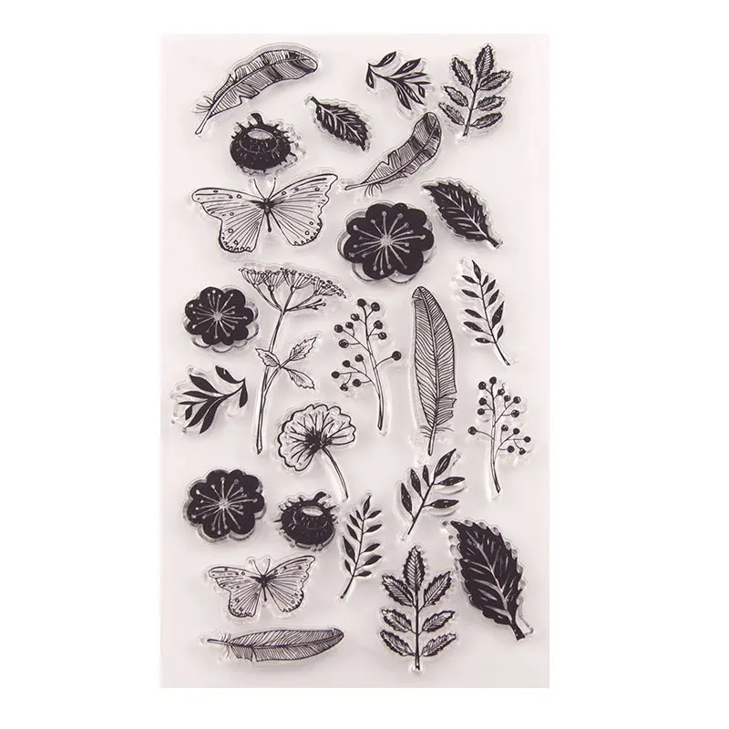 

Hot sale Flowers Butterfly Transparent Clear Stamps Silicone Seal for DIY Scrapbooking Card Making Photo Album Decoration Crafts