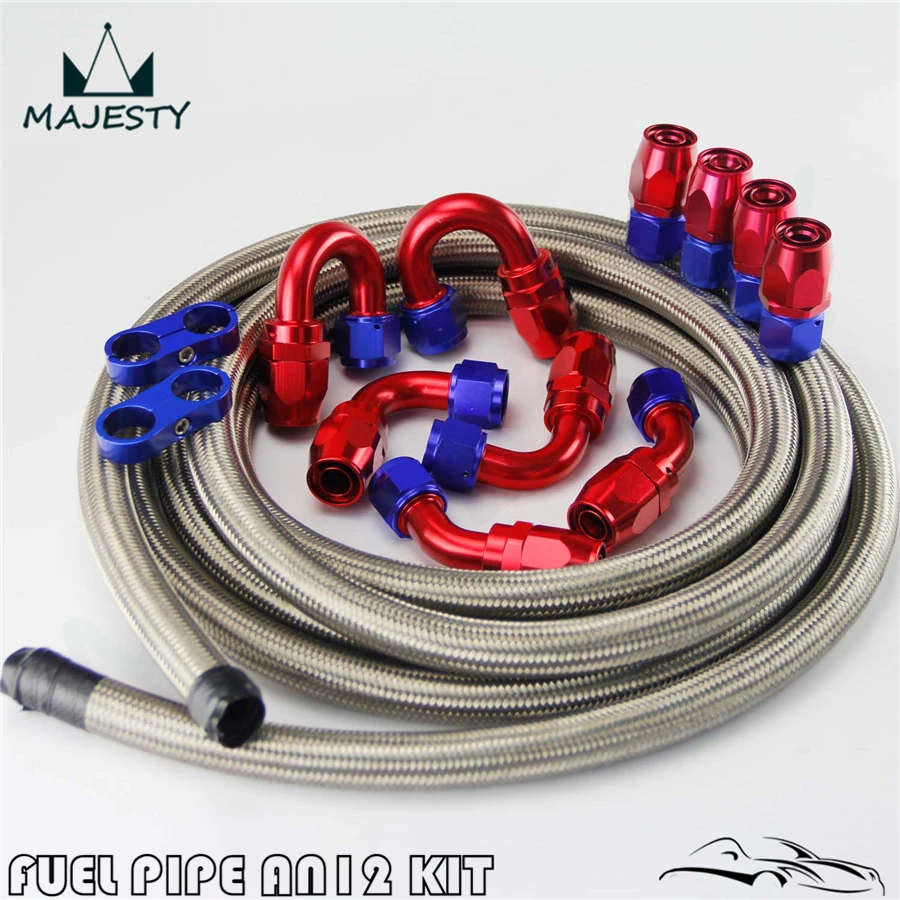 AN 12 STEELNESS / STEEL NBRAIDED AN12 STAINLESS OIL / fuel line/hose + 12AN Fitting 12 AN Hose