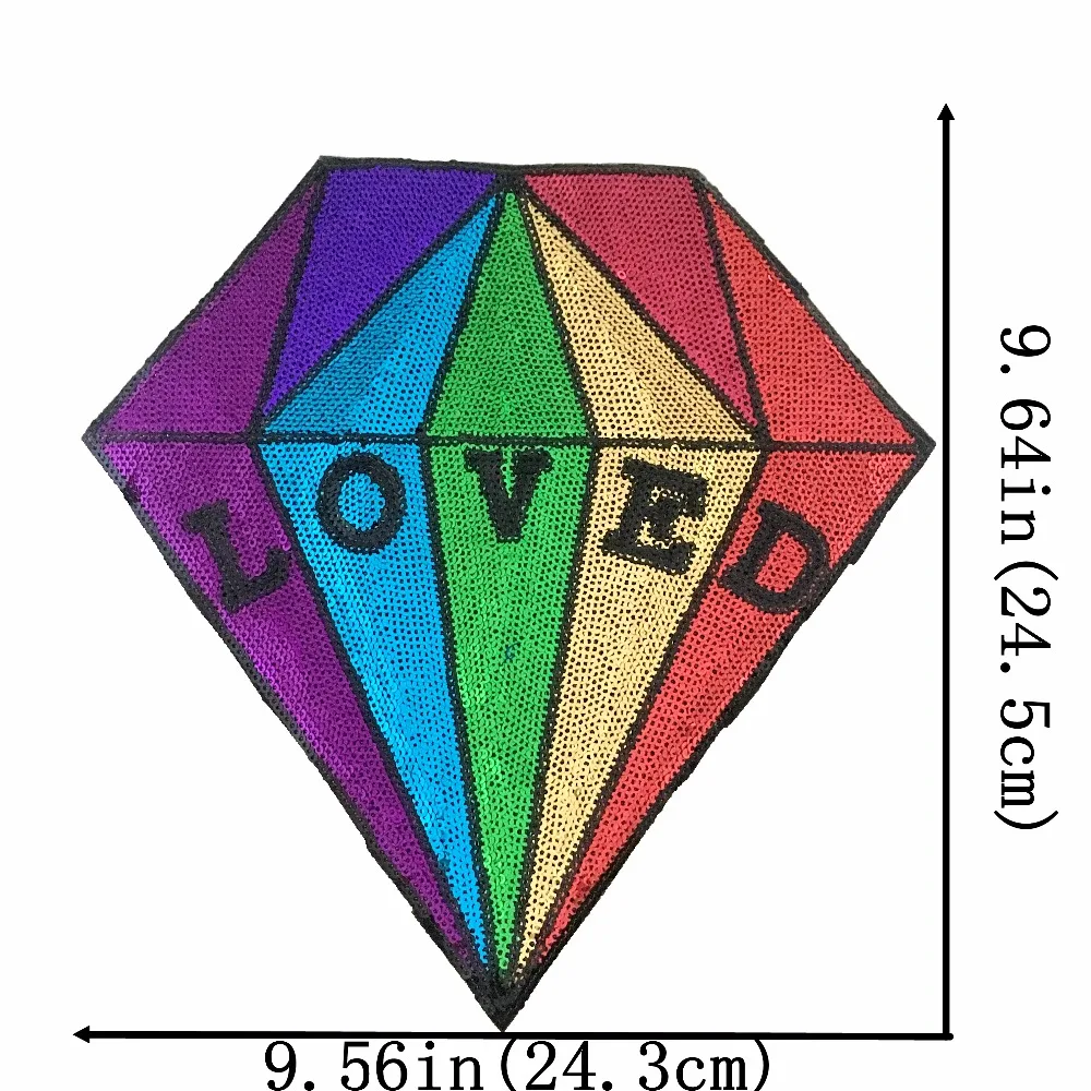 

Big Motif LOVED Diamond Sequined Patches Sew on Embroidery Patch Badge DIY Sewing Accessories 25.4 X 24.1 Cm Sequins Appliques