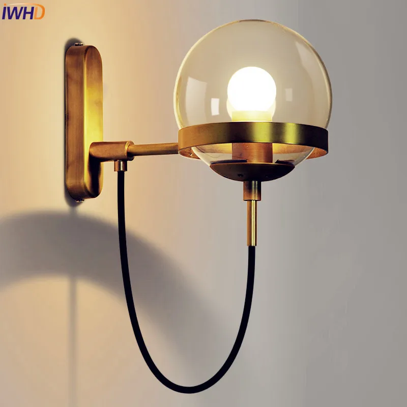

Nordic Modern LED Wall Lamp Bathroom Bedroom Copper Glass Ball Vintage Wall Lights Wandlamp Sconces Arandela LED Stair Light