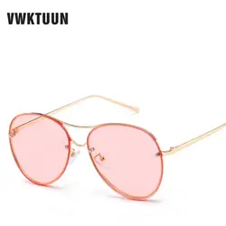 VWKTUUN Для женщин солнцезащитные очки негабаритных солнцезащитные очки без оправы для Женщины Óculos UV400 Тени двойные лучевые солнцезащитных