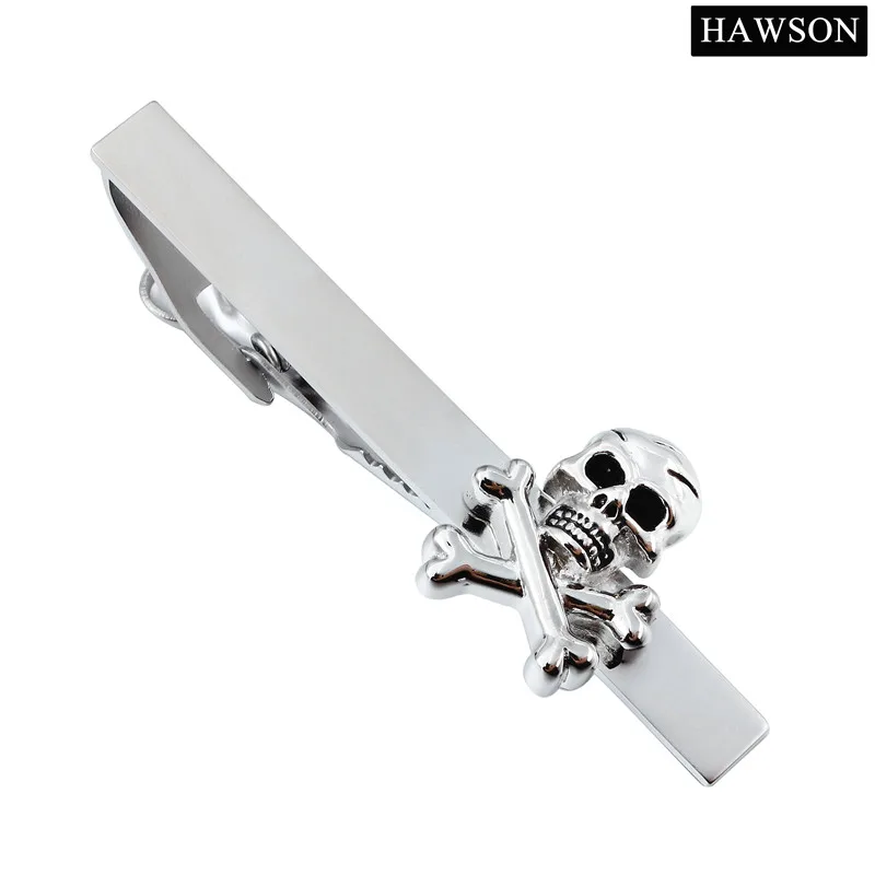 Хоусон серебряный цвет зажим для галстука для мужчин персонализированный дизайнерский галстук с черепом булавка для продажи