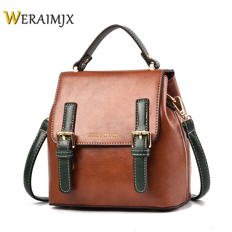 

WERAIMJX Luxury Leather Women Bags Brand Backpack Causal School Bags For Teenager Girls Fashion Small Ladies Daypack Mochila