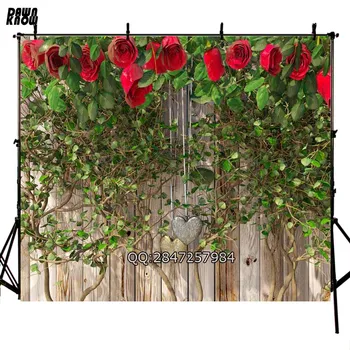 

DAWNKNOW Floral Wood Wall New Fabric Polyester Photography Background For Baby Rose Vinyl Backdrop For Family Photo Studio F2416