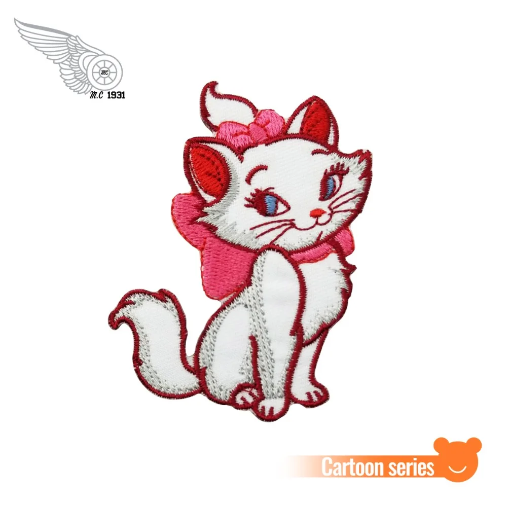 

The Aristocats Marie Cat Cartoons Movie Patches Free Shipping DIY Customized Design White trill fabric Iron on Patch for Childs