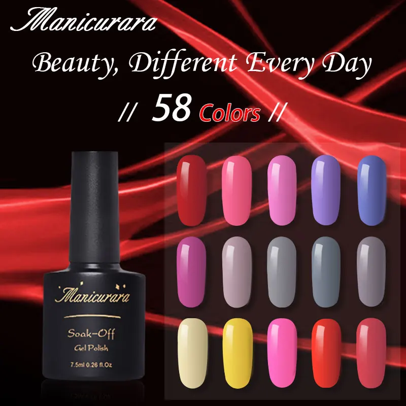 

Manicurara 7.5ml Gel Nail Polish 58 Pure Color Soak Off UV LED Nail Gel Varnish Semi Permanent Nail Polish Nail Art Decorations