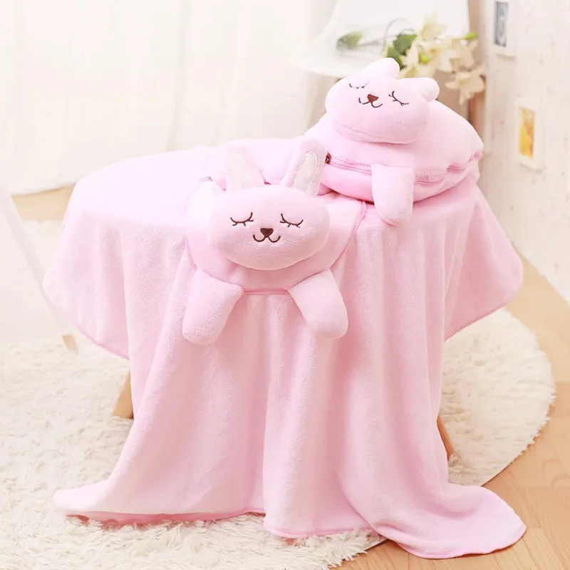 

animal sharp blanket cute cat rabbit elephant lion plush cushion sofa car blanket 2 in 1 high quality free shipping