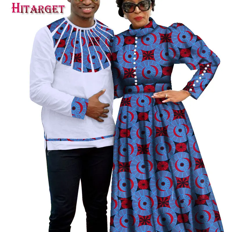 Африканские платья для пар Дашики ретро пара костюм вечерние/свадьбы африканская Пара Одежда по индивидуальному заказу WYQ209