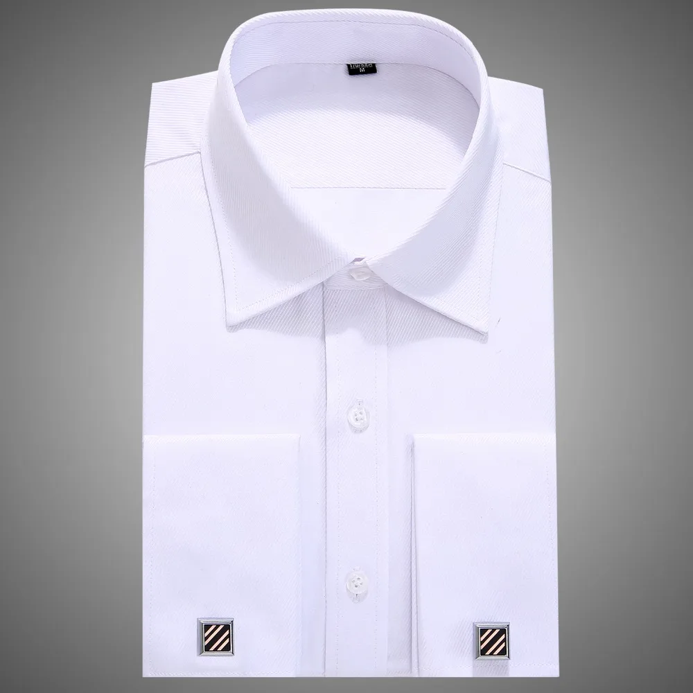 Meilleur 2018 Printemps été hommes de Chemise à manches Longues vêtements casual homme Hommes Français Manchette Manches Longues Fit Robe Chemises (bouton de manchette Inclus)