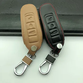 

2017 Exquisite Genuine Leather Car Key Case Shell Cover For Porsche Cayenne 911 996 panamera macan boxster 986 987 981 3 buttons