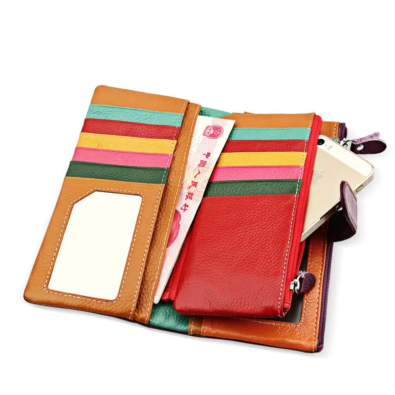 

NEW Fashion Ladies Leather Wallet Coin Purse Zipper Credit Card Holder 24 Clutch Wallet Phone Women Wallets Genuine Leather Long