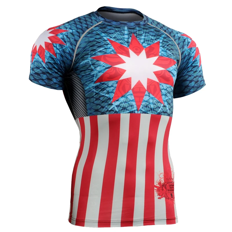 Стиль Мужская Охота Рубашка 3D Футболка Флаг повторяющийся одежда с рисунком для спорта тренажерный зал фитнес-размеры S-4XL