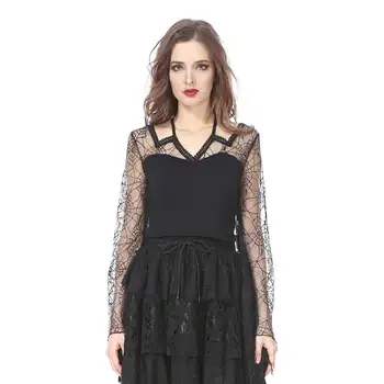 

Darkinlove Women's Spider Web Lace Goth Top TW152