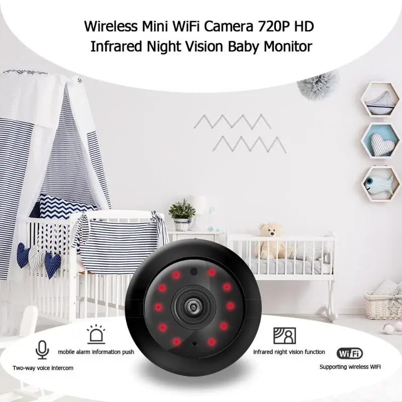 Беспроводная мини Wi-Fi камера 720P HD видео датчик инфракрасного ночного видения детектор движения видеокамера Детский Монитор Домашняя безопасность