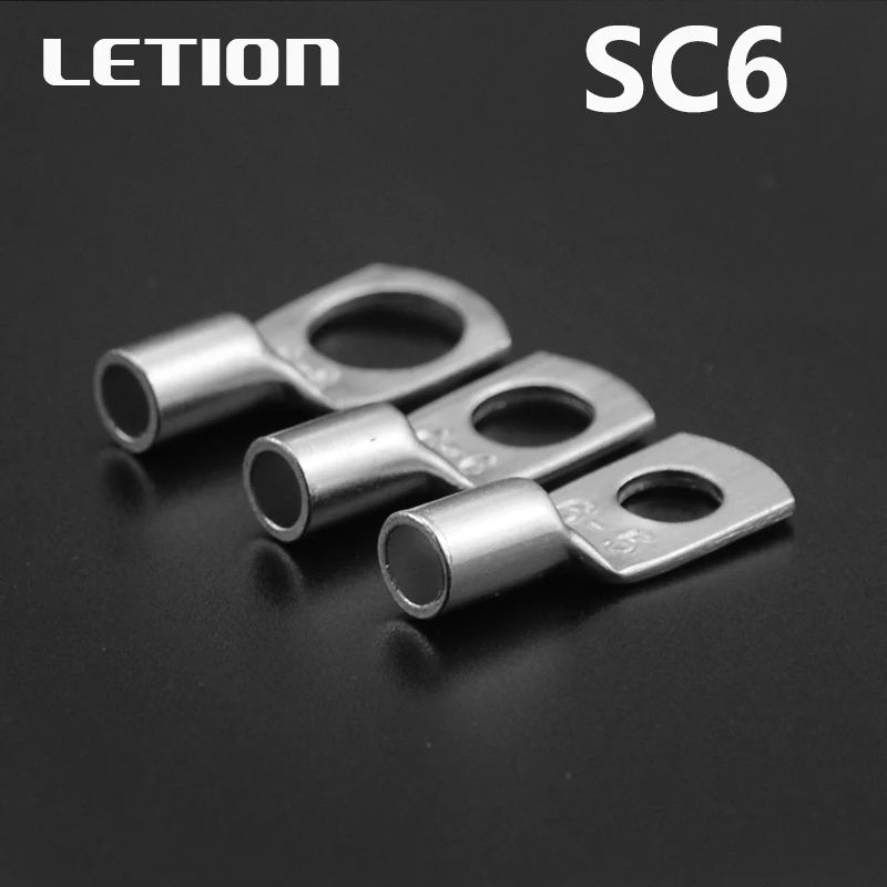 

SC6 Tined copper connecting terminal SC6 bolt hole cable lugs battery terminals 6mm square wire 10PCS 50PCS