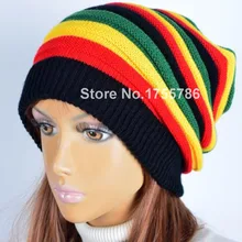 2 шт./лот Для женщин пушистый Ямайка шапочка Rasta Полосы шляпа классический Gorro череп Кепки