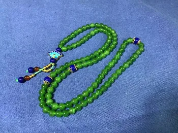 

h33#Hetian jade bracelet iced spinach green, uniform green. Ice permeable