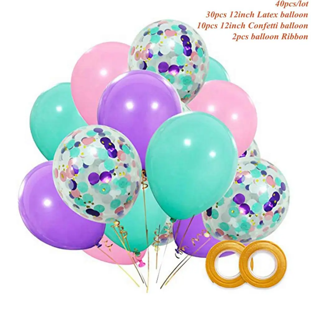 Party Balloons 1 Taoup, 40 шт., с днем рождения, маленькая Русалочка, воздушные шары, круглые шары, аксессуары, Русалка, латексные шары, конфетти, Русалка, вечерние - Цвет: Party Balloons 1