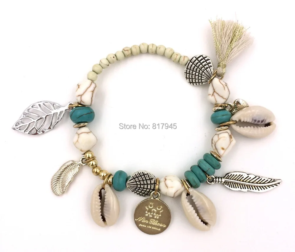 

2015 New Euro Jewelry Wholesale Charm Bracelet shell bangles for women vintage bracelet