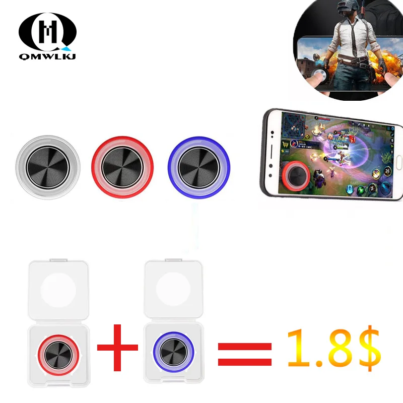 

2pcs Round Game Joystick Mobile Phone Rocker Metal Button Controller game pad for pubg Suction Cup For Iphone Android