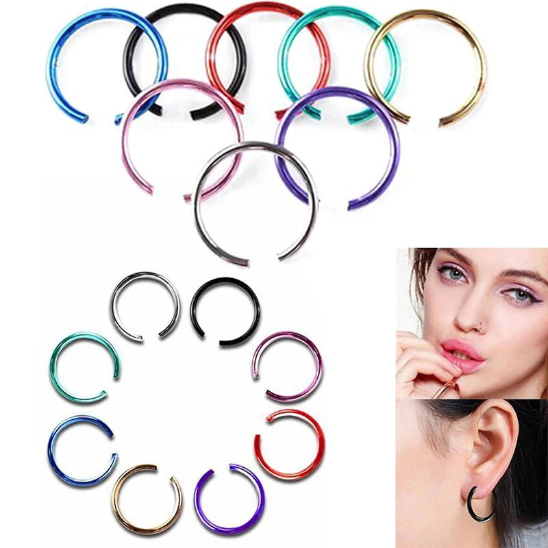 40PCS Gold Silver Nose Lip Hoop Rings Jewelry Earrings For Women Men Unisex Punk Clip On Ear Without Piercing No Hole Fake Body
