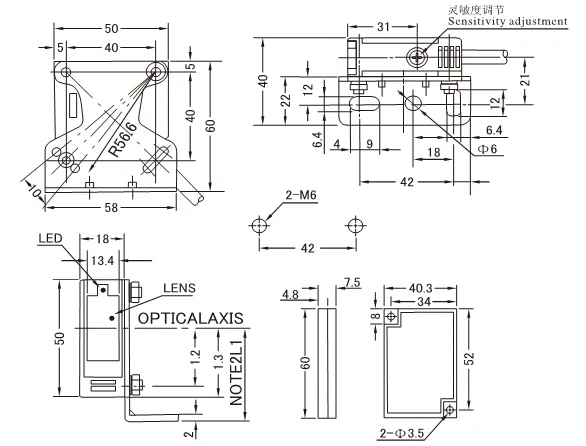 E3JK-R4M1 квадратный рефлекторный светильник Барьерный датчик DC12-24V/AC90-240V световозвращающий фотоэлектрический датчик