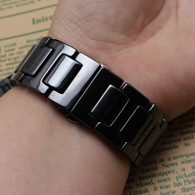Aliexpress New Top Quality Black Ceramic Watcbands Strap New Top Quality Black Ceramic Watcbands Strap Belt Bracelet Band Women Men 20mm 22mm Watch Fit Samsung Gear S2 S3