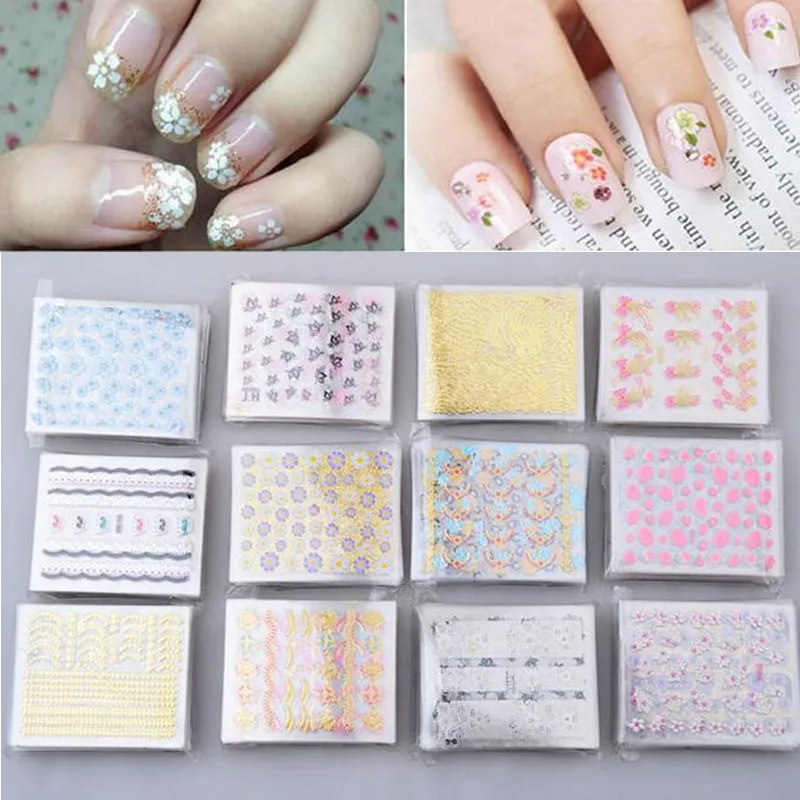 

10 Sheets/lot Gel Varnish Nail Polishing Stickers for Nails Art Decoration Water Transfer Nail Stickers 3D Manicure Tips Decal