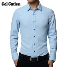 Новое поступление, мужская рубашка, Модная приталенная Мужская рубашка с длинными рукавами, хлопковая блуза, мужские повседневные рубашки Camisa Masculina 5XL