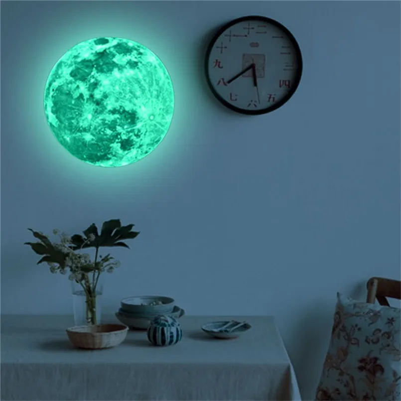 

3D Wall Stickers Fluorescent Stickers Moon Pendant Grow In the dark Planet Stickers Removeable Window Stickers Wall Decor #3D15