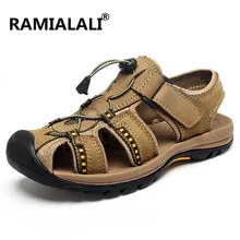Ramialali летние пляжные Для мужчин босоножки из натуральной кожи мягкая кожа Для мужчин повседневная обувь мужские сандалии хорошее качество Мужская обувь