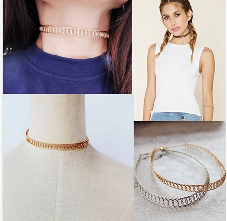 YOUREM просто полый воротник ключицы Металл Чокеры ожерелье для женщин модные