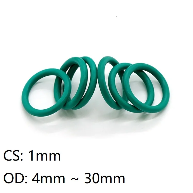

10pcs Thickness CS 1mm x OD 4 ~ 30mm Fluorine Rubber O Ring Gasket FKM Viton Round O Shape Oil Sealing Insulated Washer Green