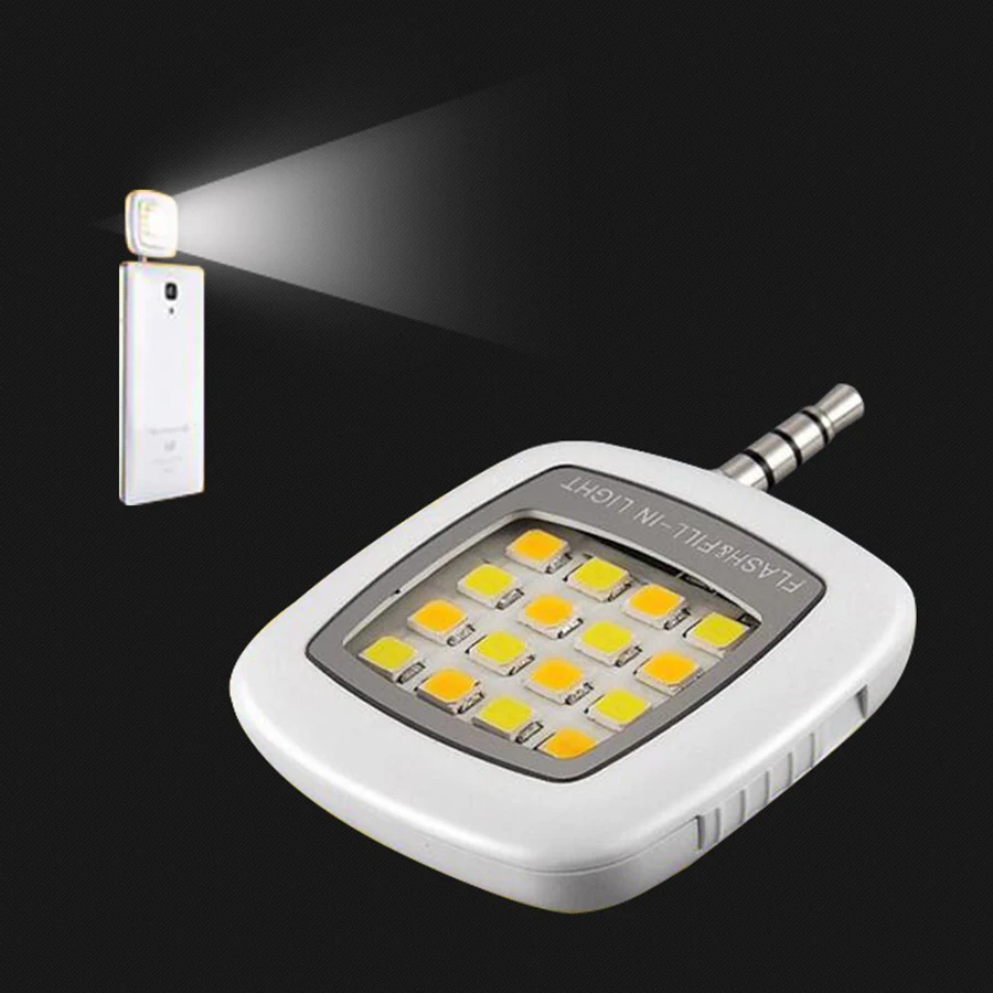

Mobile Phone LED Flash Light Adjustable Fill light For iPhone 7 6s and Android Phones Mini Selfie Sync Flashlight 16 LED Lights