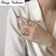 Ying vahine корейский стиль Высокое качество модные латунные полые большие кольца для женщин