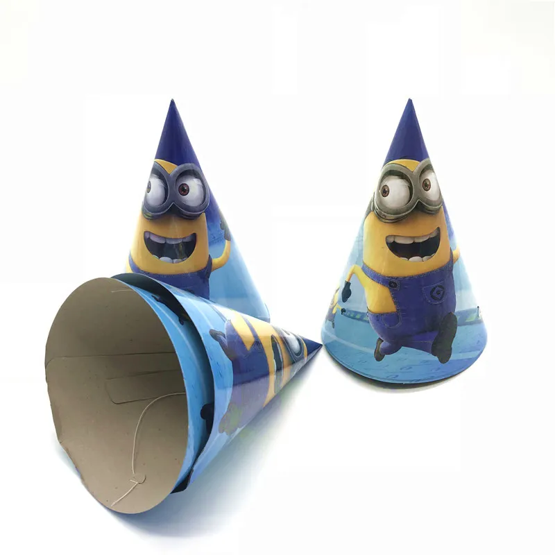 

6Pcs Minions Party Decoration Supplies Birthday Party Disposables Set Paper Hat Kids Boy Favor Supplies Disposable Cup 20*14cm