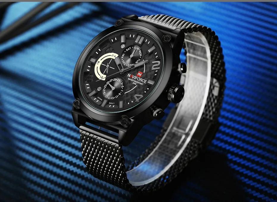 2019 NAVIFORCE Luxury Brand Men's Analog Quartz 24 Hour Date Watches Man 3ATM Waterproof Clock Men Sport Full Steel Wrist Watch