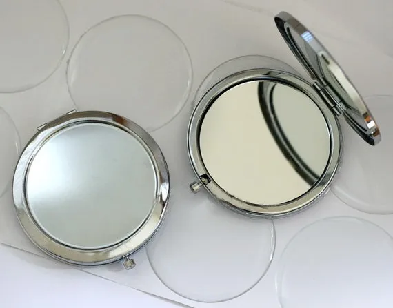 Набор "сделай сам" пустые компактные зеркала с Эпоксидными наклейками 58 мм, карманное зеркало, зеркало для макияжа, двойные двусторонние зеркала#18413-1