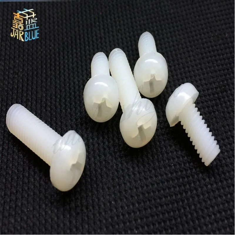 

M2.5 Round Pan Head Metric Philips Plastic Machine Screw Bolt White,50pcs